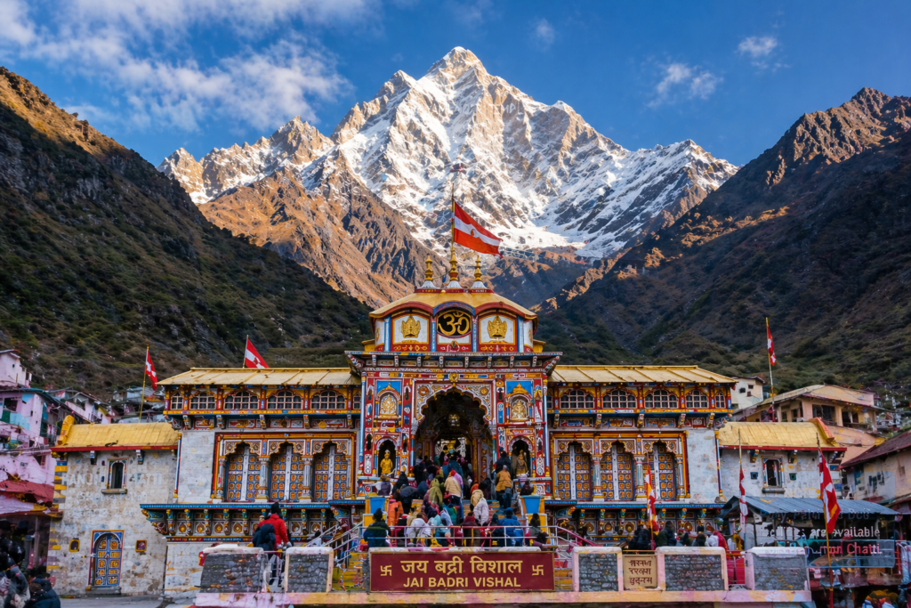Badrinath temple with Nilkantha peak